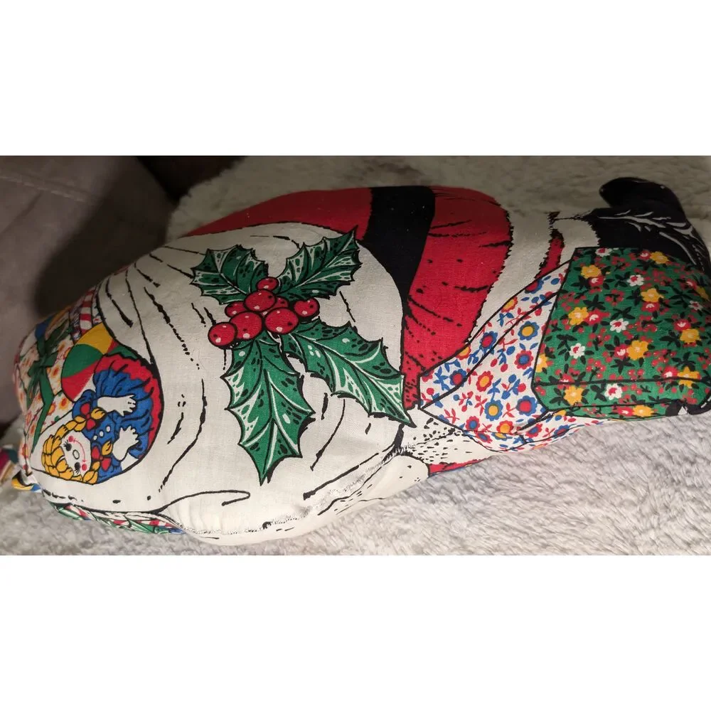 Santa Claus Y2K Vintage Handmade Stuffed Christmas Throw Pillow